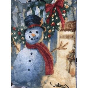Gauthier Christmas Blanket SNOWMAN Soft Plush Fleece Throw Red Blue 50" x‎ 60"